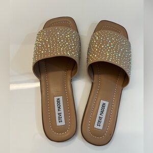 Steve Madden Tan Sandals with Rhinestones